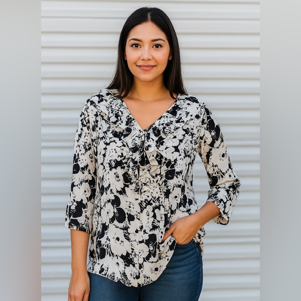 🍉Lauren Ralph Lauren Black and White Women's Top 2X